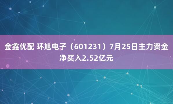 金鑫优配 环旭电子（601231）7月25日主力资金净买入2.52亿元