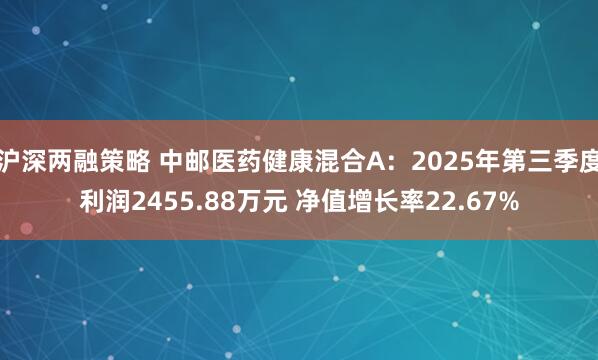沪深两融策略 中邮医药健康混合A：2025年第三季度利润2455.88万元 净值增长率22.67%